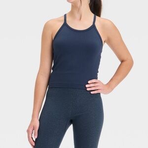 Girl’s Seamless  Crop Tank Top Navy Blue. L  (10-12)
